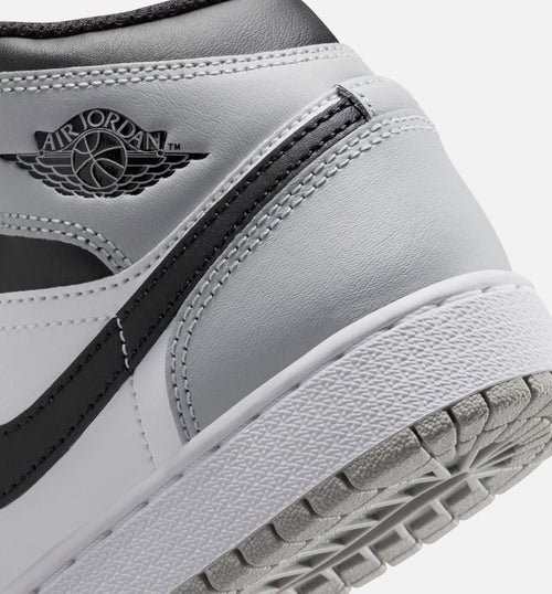 Air Jordan 1 Mid Grade School Sneakers - White/Light Smoke Grey/Black