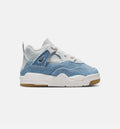 Air Jordan 4 Retro Worn Blue Infant & Toddler Sneakers - Sail/Worn Blue/Metallic Gold