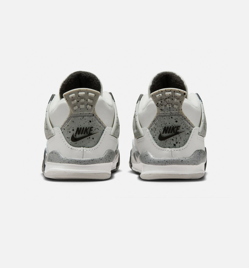 Air Jordan 4 Retro White Cement Infant & Toddler Sneakers - Summit White/Fire Red/Cement Grey/Black