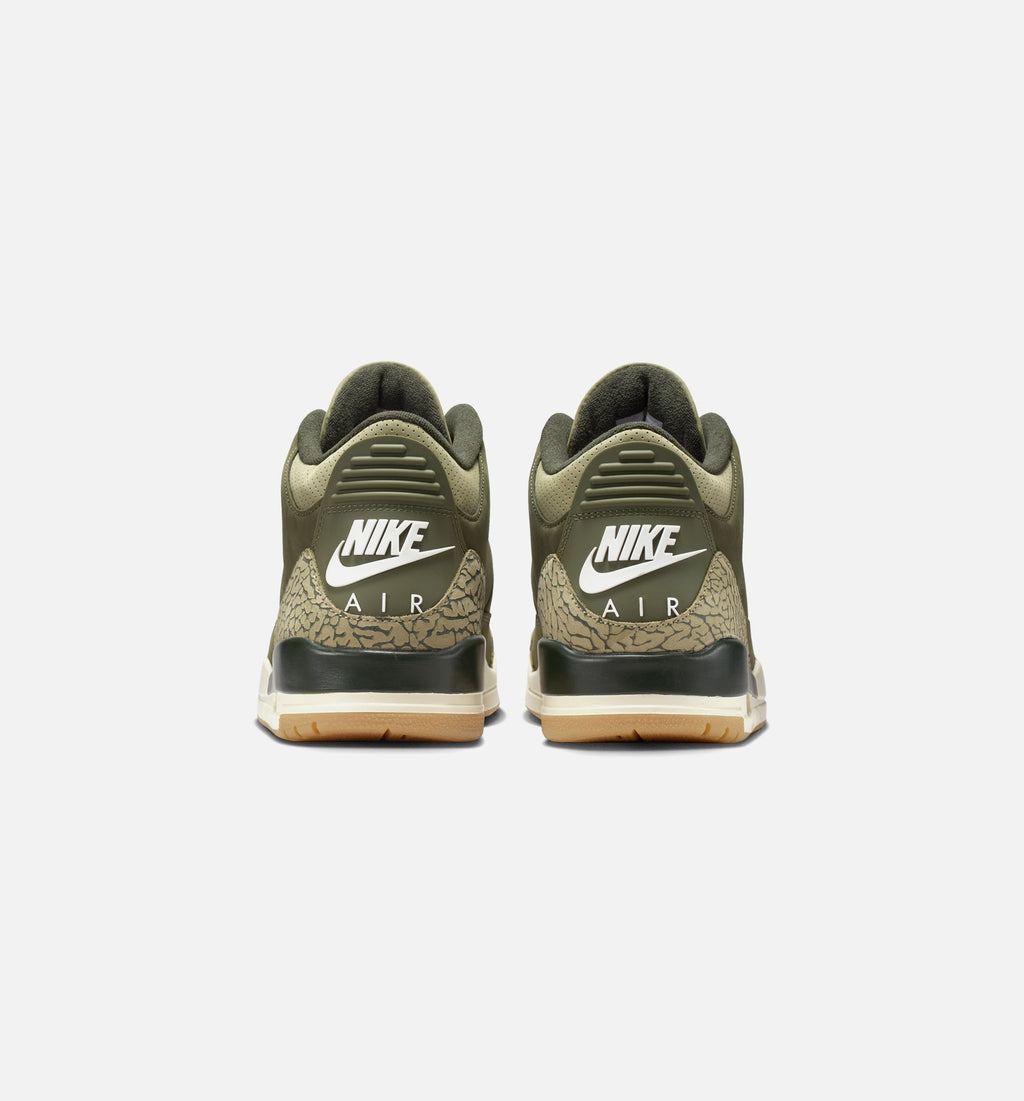 Air Jordan 3 Retro Men's Sneakers - Medium Olive/Sequoia/Neutral Olive/Sail/Total Crimson