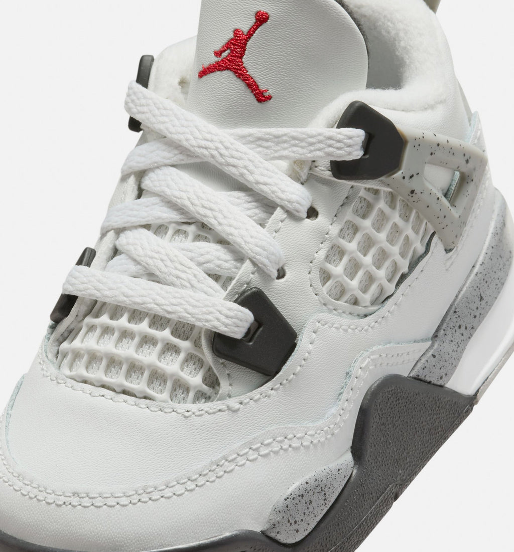 Air Jordan 4 Retro White Cement Infant & Toddler Sneakers - Summit White/Fire Red/Cement Grey/Black