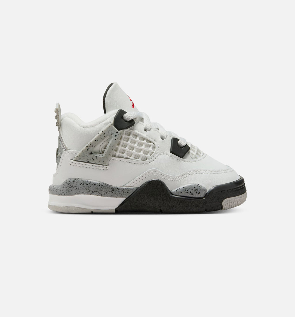 Air Jordan 4 Retro White Cement Infant & Toddler Sneakers - Summit White/Fire Red/Cement Grey/Black