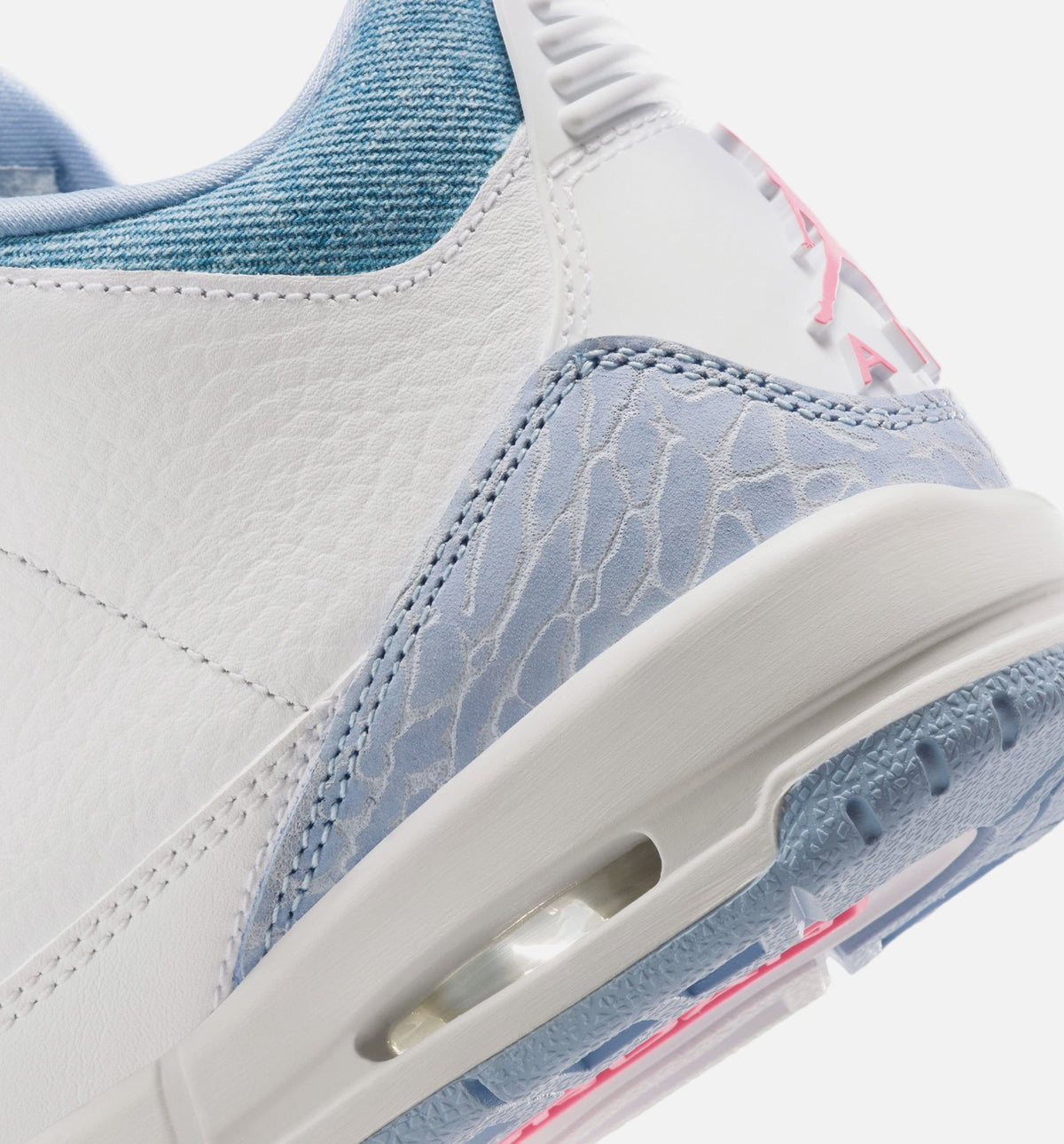 Air Jordan 3 Retro Grade School Sneakers - White/Cobalt Bliss/Football Grey/Pink Glow
