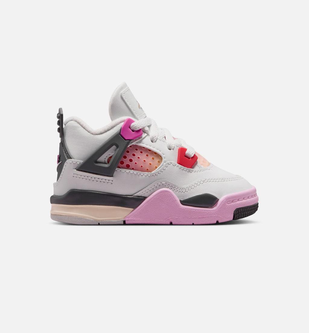 Air Jordan 4 Retro Comic Infant & Toddler Sneakers - Off White/Fire Pink/Anthracite