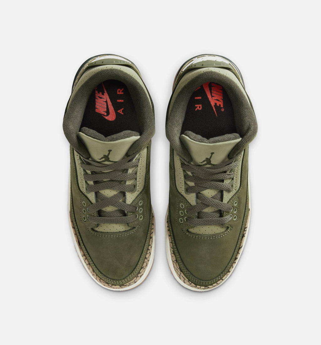 Air Jordan 3 Retro Grade School Sneakers - Medium Olive/Sequoia/Neutral Olive/Sail