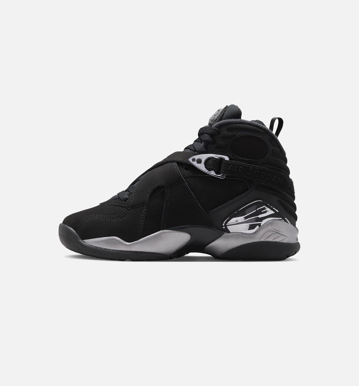 Air Jordan 8 Retro Chrome Black and Light Graphite Grade School Sneakers