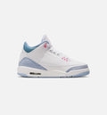 Air Jordan 3 Retro Grade School Sneakers - White/Cobalt Bliss/Football Grey/Pink Glow