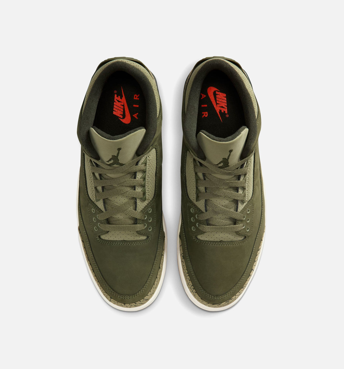 Air Jordan 3 Retro Men's Sneakers - Medium Olive/Sequoia/Neutral Olive/Sail/Total Crimson