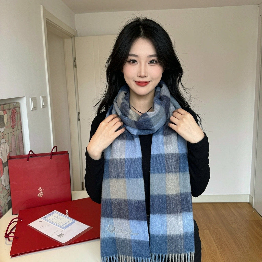 Loro Piana Plaid Fringe Scarf