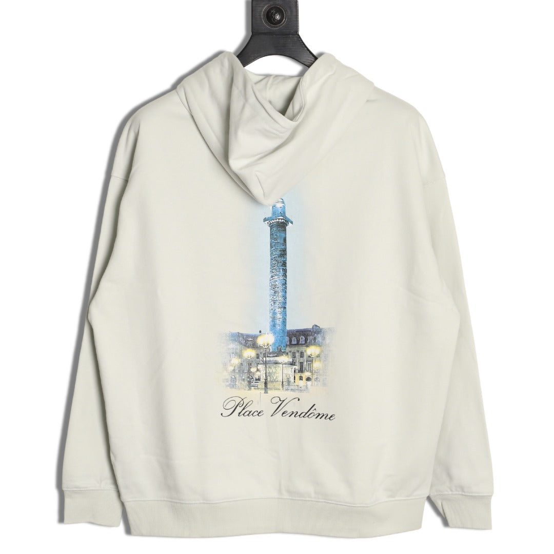 Balenciaga Vogue-Print Tower Graphic Hoodie - Ivory
